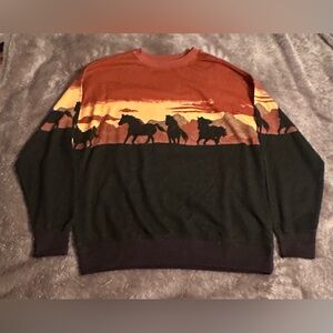 Women’s Rock & Roll Denim Horse Pattern Sweater - Size Medium